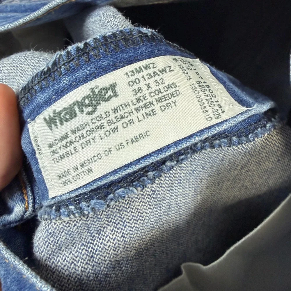 Wrangler 13MWZ Cowboy Cut Original Fit Mens Jeans Blue 38x32 Indigo Denim